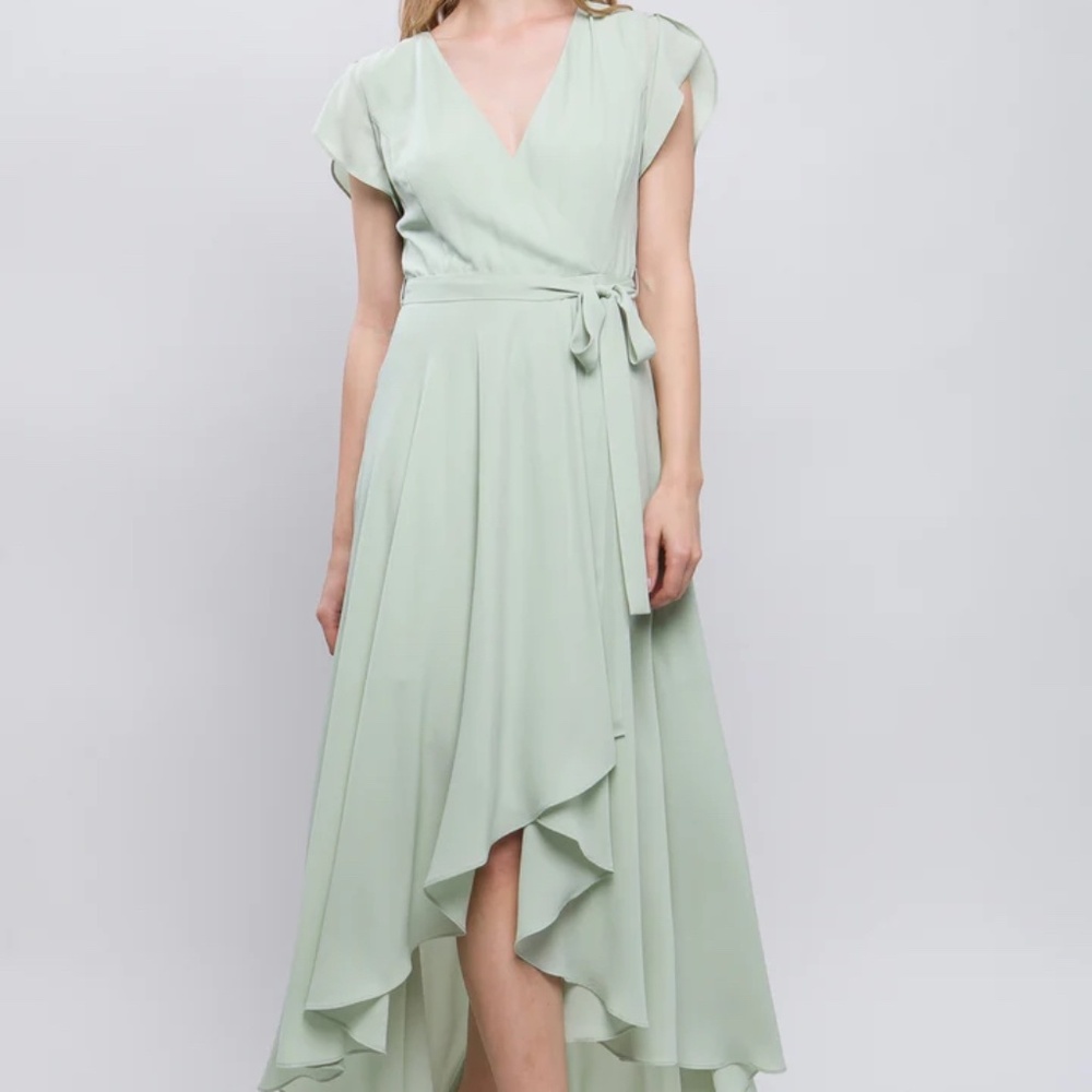 Ya Ya & Co. Sage Green High Low Wrap Tie Dress, Size: L | NEVER WORN
